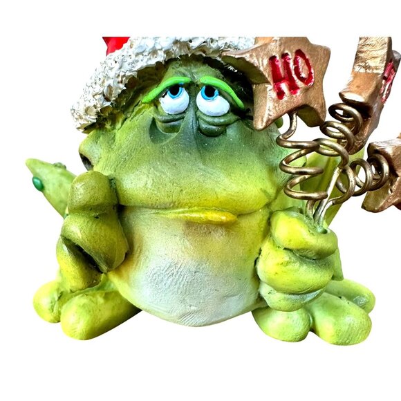 Vintage Russ Christmas Douglas Frog Figurine Ho Ho Ho Santa Hat Toad Gift Peace - Picture 5 of 10